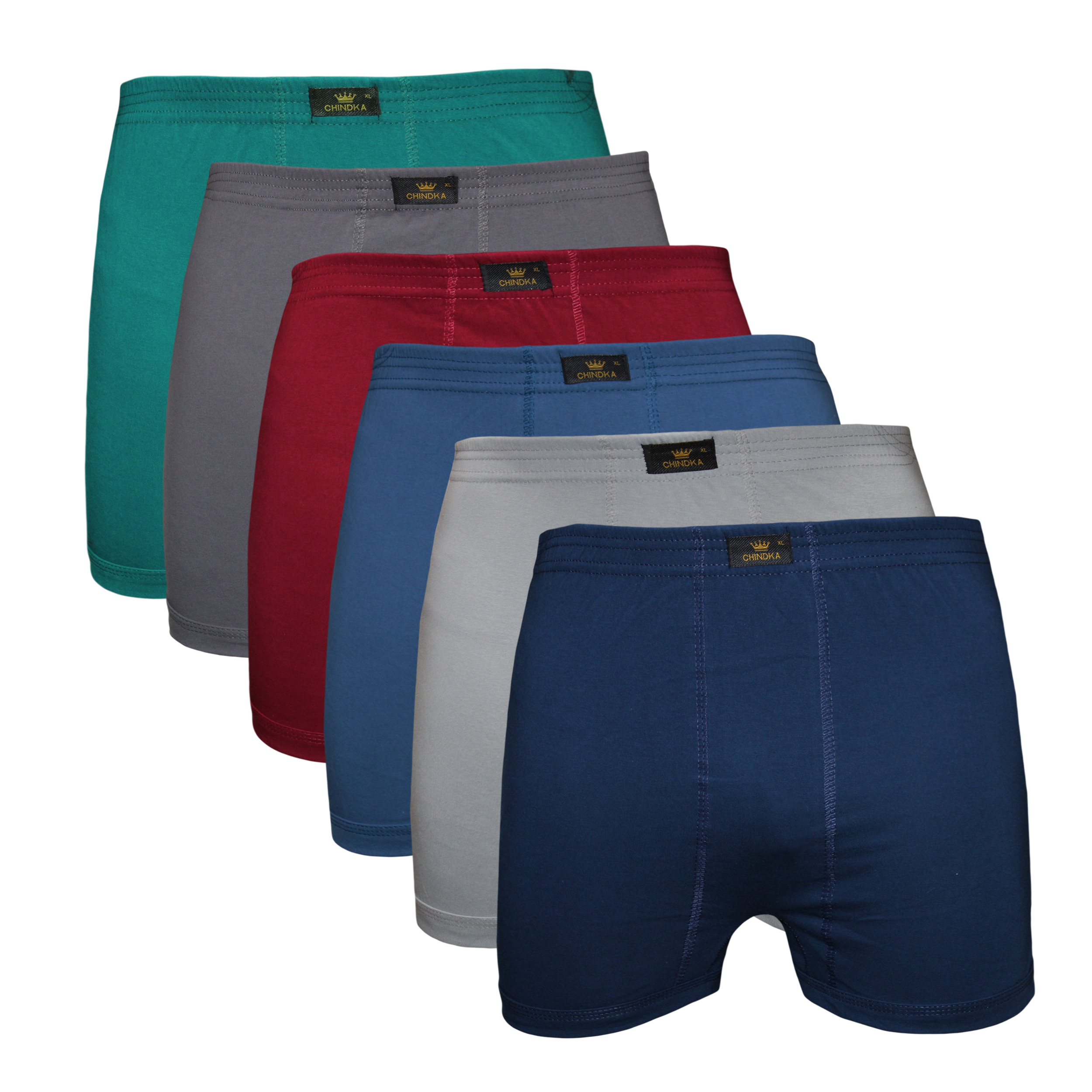 Chindka Herren-Trunks, Premium-Baumwolle, Modell 1015, 6er-Pack