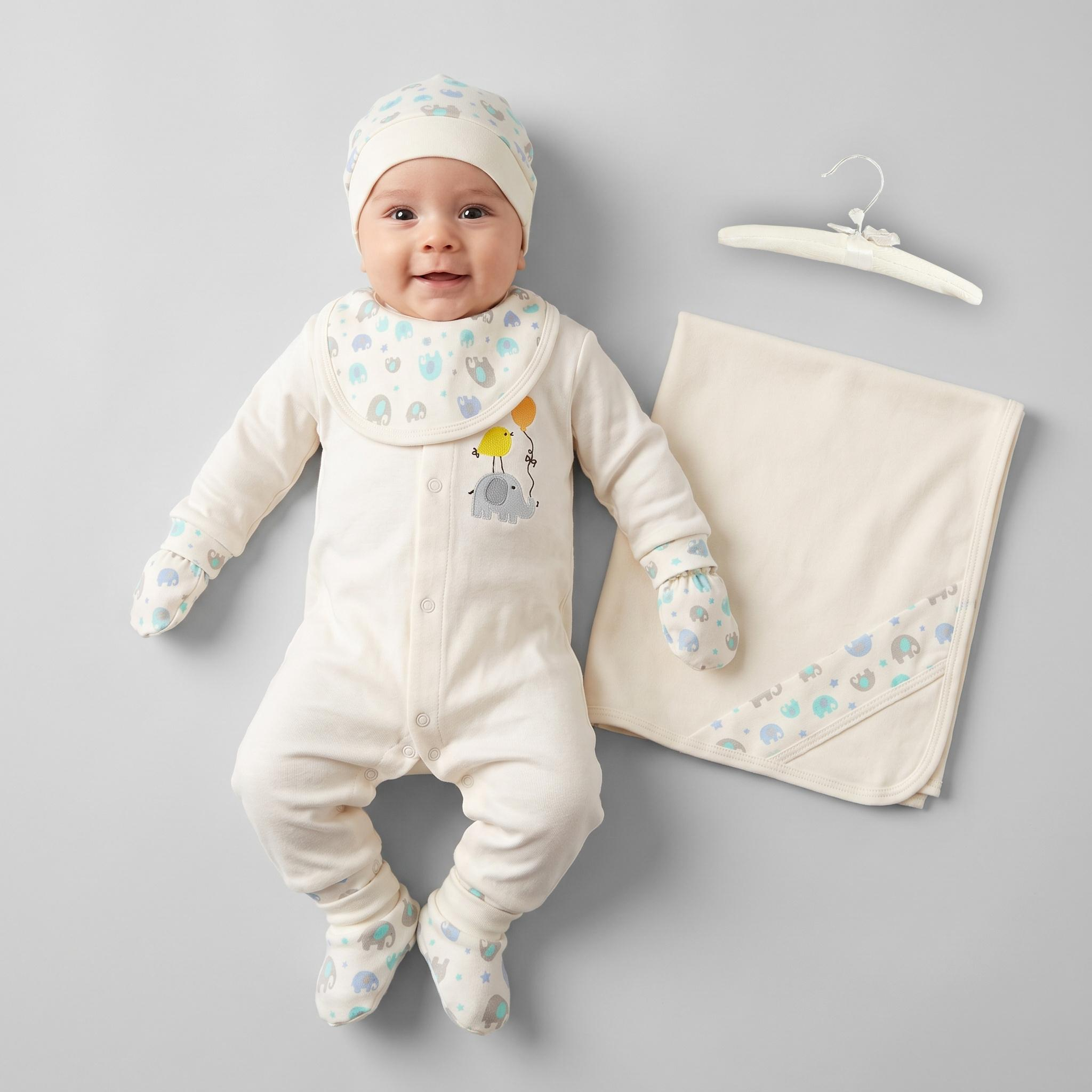 Ensemble 7 pièces bébé Madre Kar motif éléphant et moineau M454.60