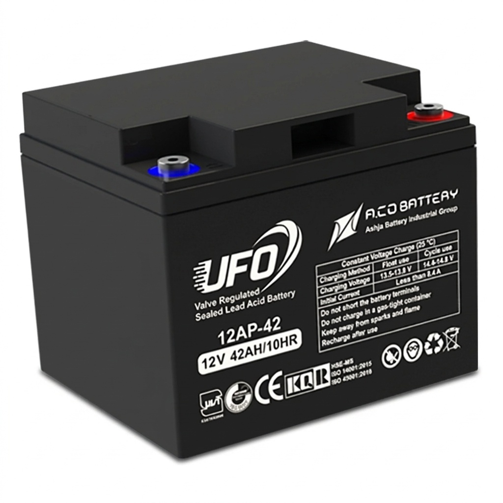 بطارية UPS UFO Aco-12v-42 بجهد 12 فولت وسعة 42 أمبير ساعة