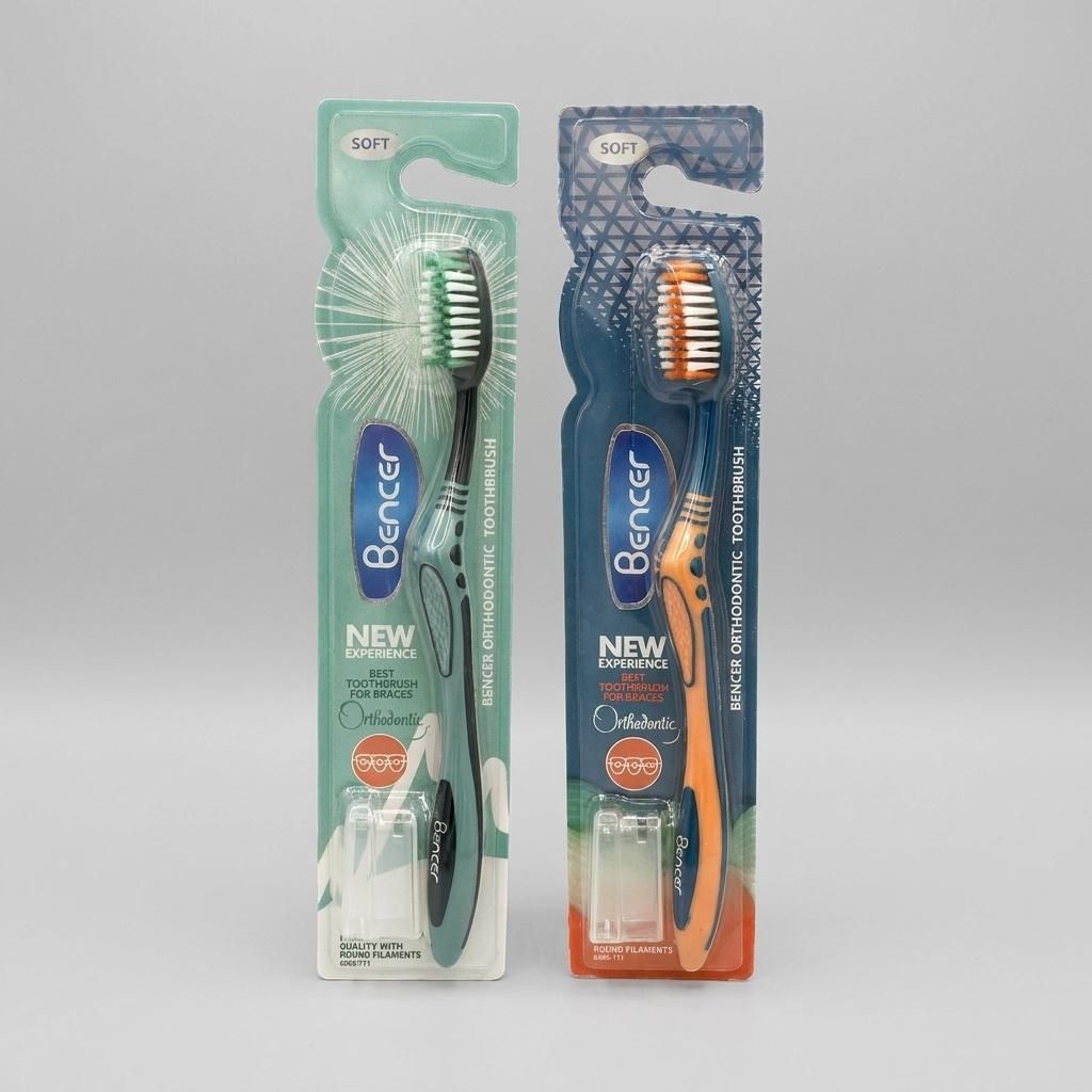 Benser Orthodontic Toothbrush, Soft Bristles, 2-Pack