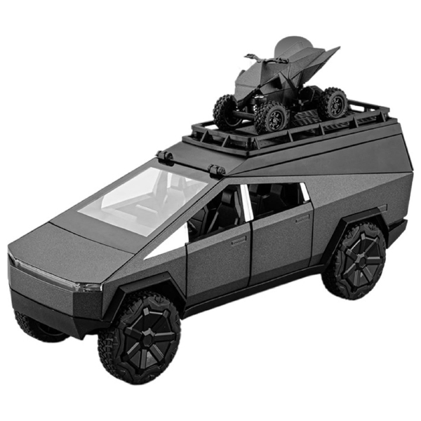 Fantasy Tesla Camping Spielzeugauto aus Metall, nicht ferngesteuert, 1:24, 2 Stück, mit Motor