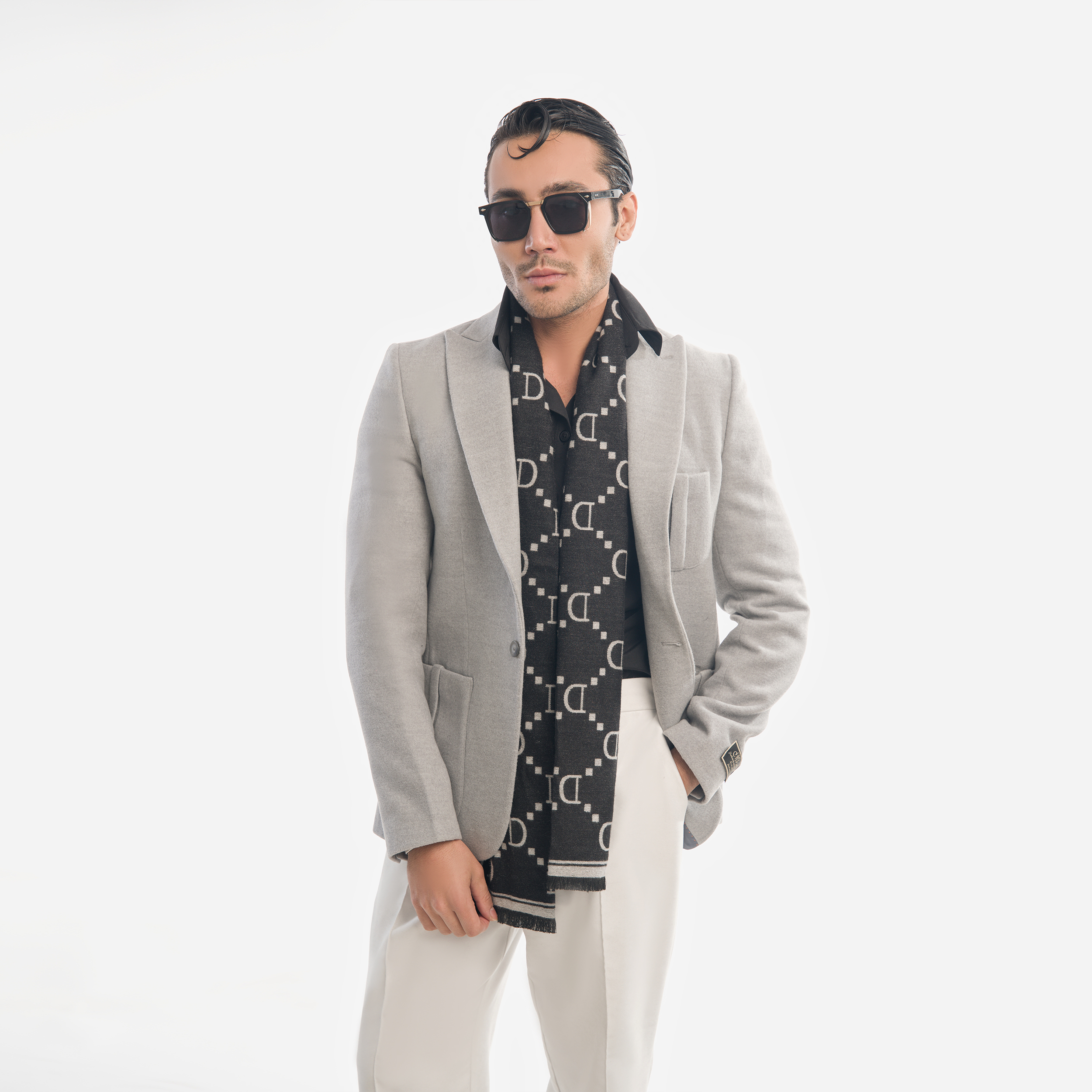 Casaco polar para homem com gola de blazer modelo 4-4