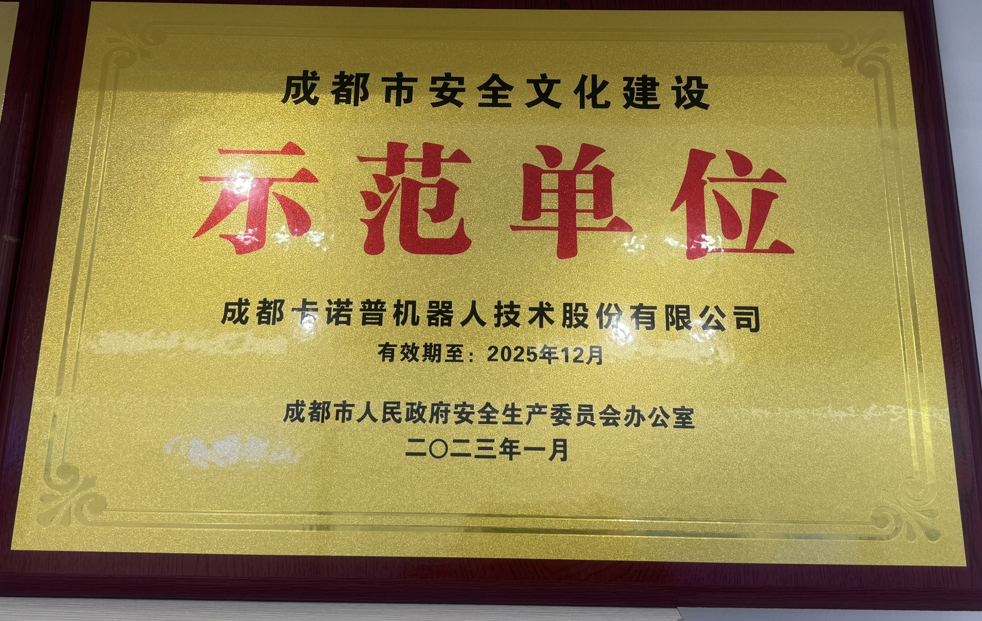 成都市安全文化建设示范单位