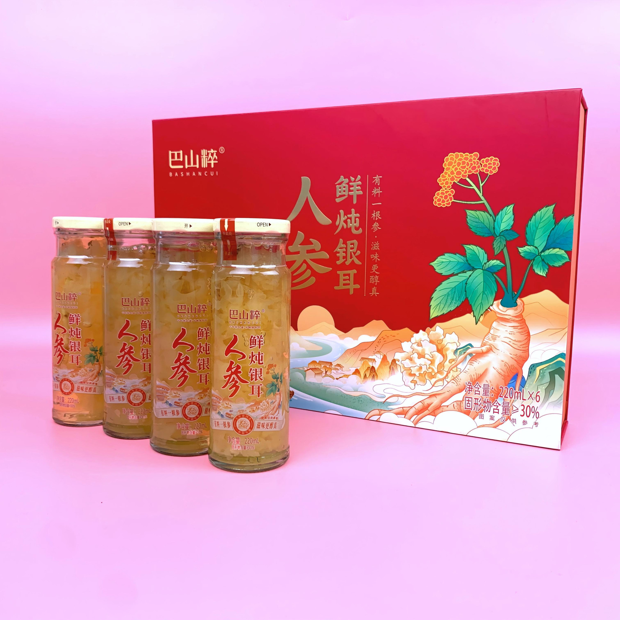 قارچ سفید تازه پخته با جینسنگ شیرین (220ml×6 بطری)