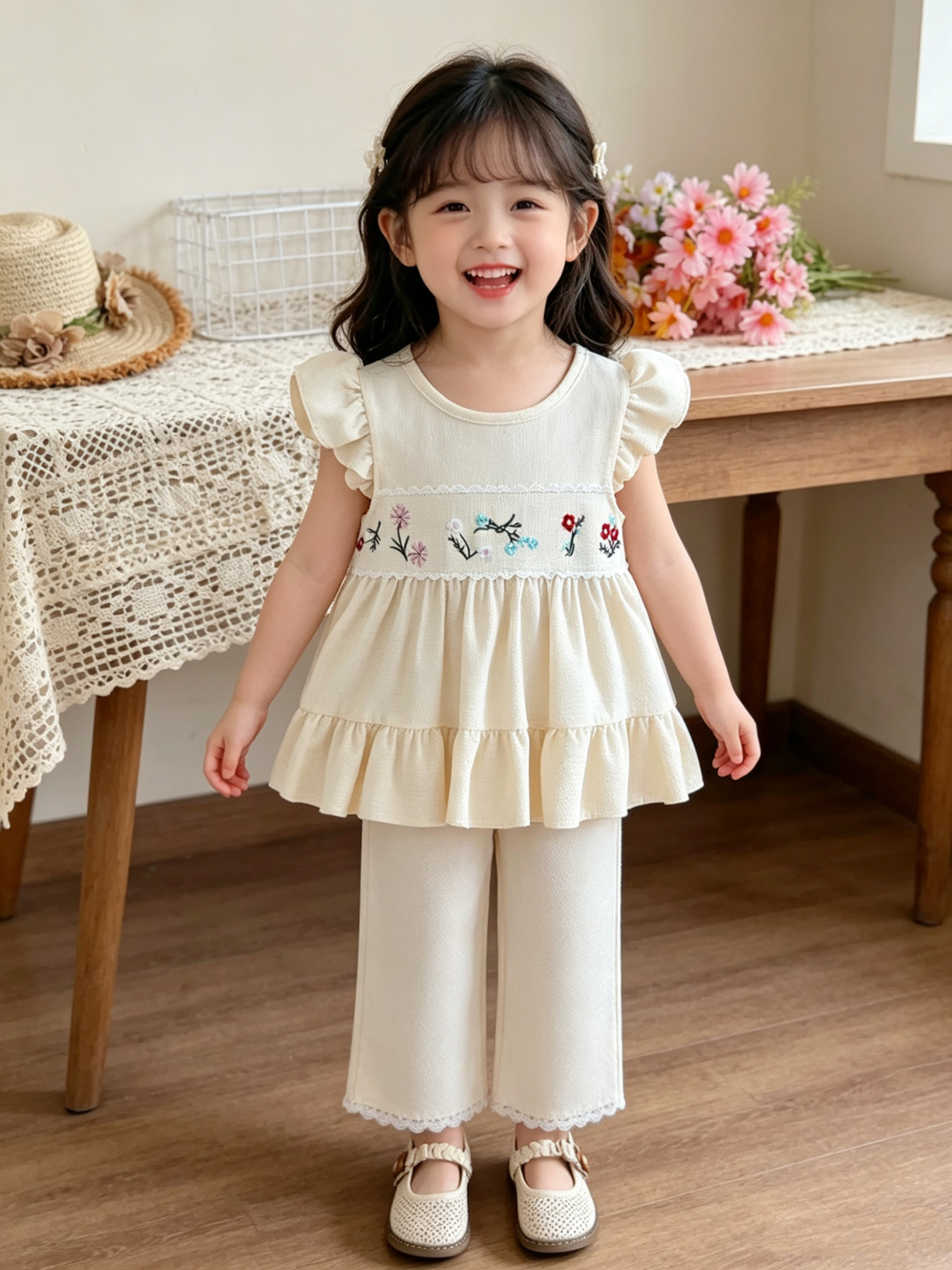Mädchen-Stickhose-Set