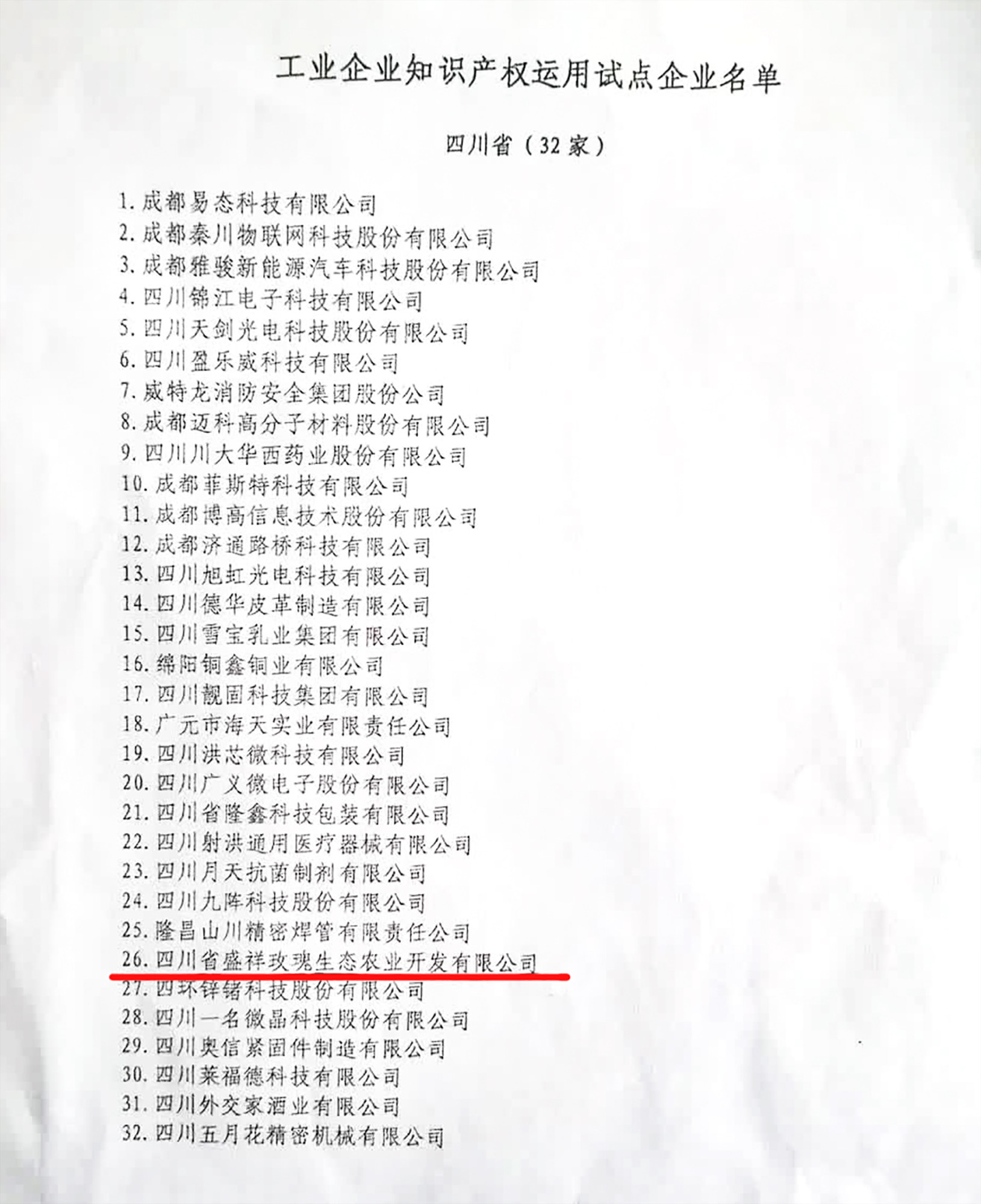 2.工业企业知识产权运用试点企业名单