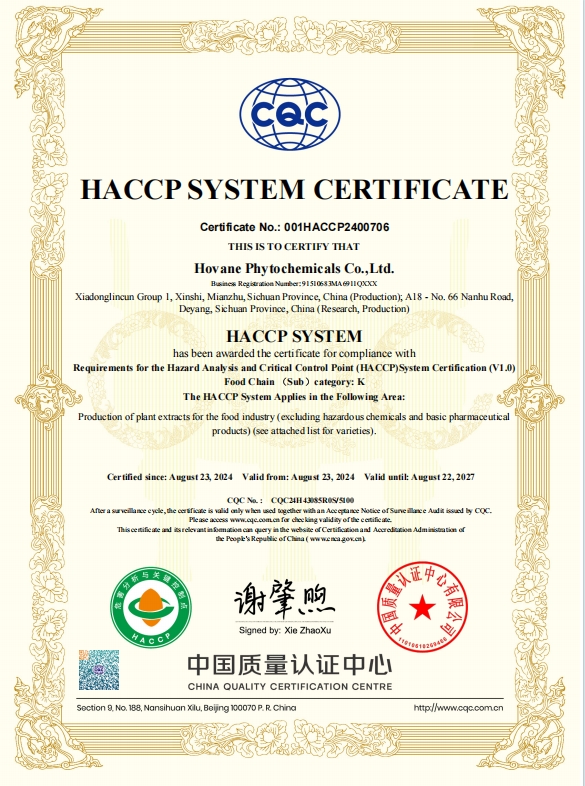 HACCP certificate