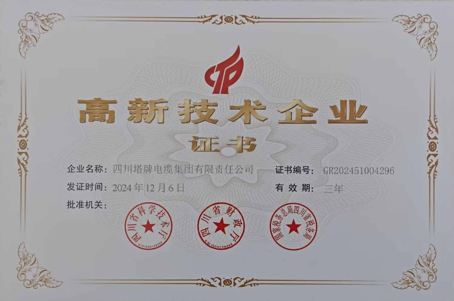 2024年高新技术企业证书